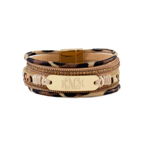 Monogrammed Leopard Bar Bracelet 1 Monogrammed Leopard Bar Bracelet