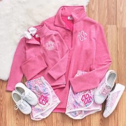Monogrammed Kids Pullover Sweatshirt -Fashion Clothing Store zJJ pink pullovers with watercolor shorts