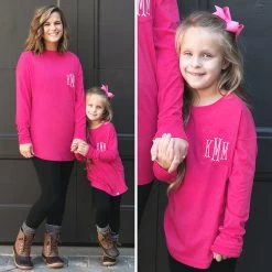 Monogrammed Kids Long Sleeve Shirt 21 Monogrammed Kids Long Sleeve Shirt -Fashion Clothing Store zYT hot pink mom and me shirts new