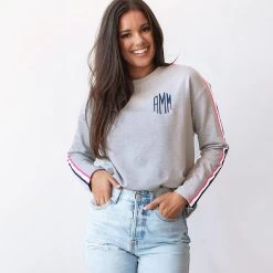 Monogrammed Striped Sleeve Shirt