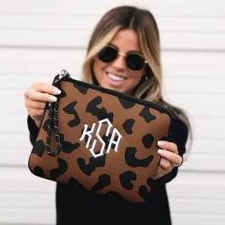 Monogrammed Neoprene Wristlet 17 Monogrammed Neoprene Wristlet -Fashion Clothing Store zbQ girl holding hickory leopard neoprene wristlet