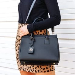 Monogrammed Sophie Handbag -Fashion Clothing Store zkH black sophie handbag with leopard skirt