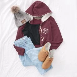 Monogrammed Hooded Sherpa Shacket