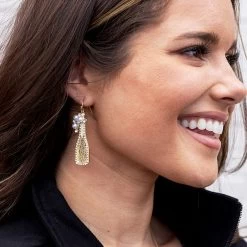 Champagne Earrings -Fashion Clothing Store zoo gold champagne earrings in gold on ear