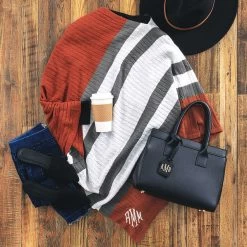 Monogrammed Poncho 19 Monogrammed Poncho -Fashion Clothing Store zzL monogrammed pumpkin striped poncho with leather purse and hat